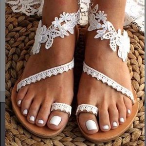 White floral lace sandal